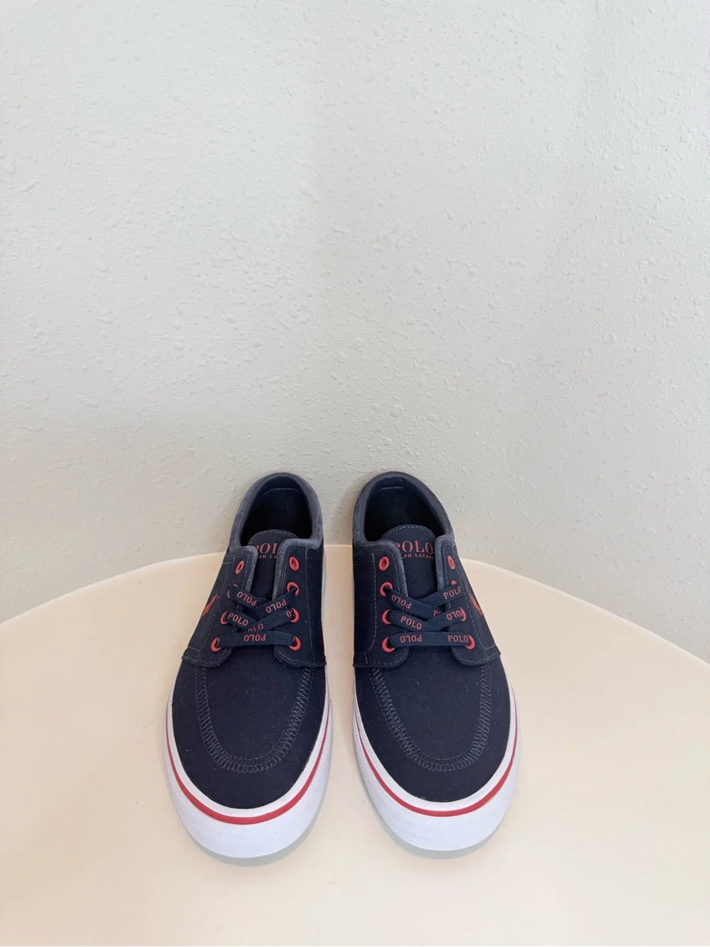 Polo Ralph Lauren Men’s Faxon X Pony Navy Red Canvas Sneakers Size 8 NWT